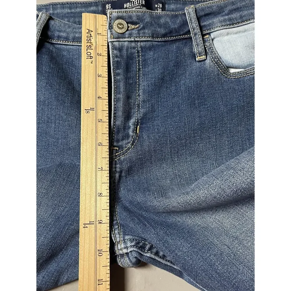 Hollister Jeans Womens 9S‎ 29x30 Blue High Rise Vintage Flare Patchwork Two Tone